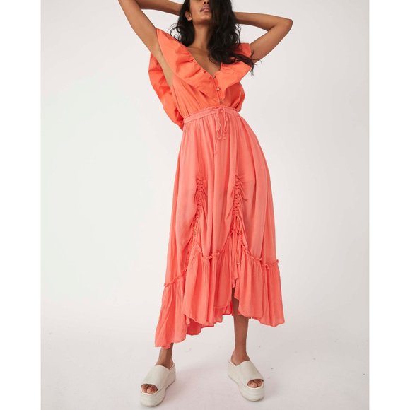 🎉LAST CHANCE🎉 FREE PEOPLE El Sol Convertible Maxi Skirt / Watermelon Smile - Picture 8 of 9